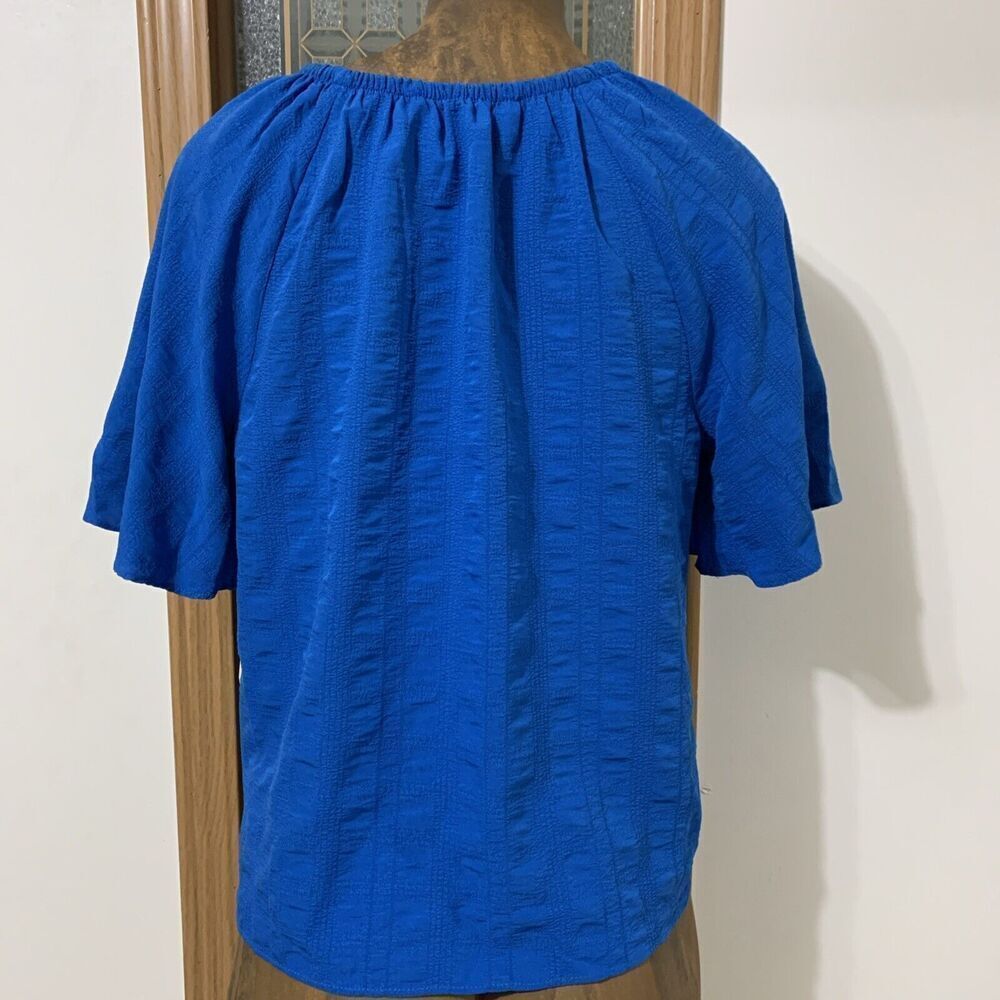 Counterparts Bell Sleeve Tie Button Top Women’s Small Blue - Picture 5 of 9